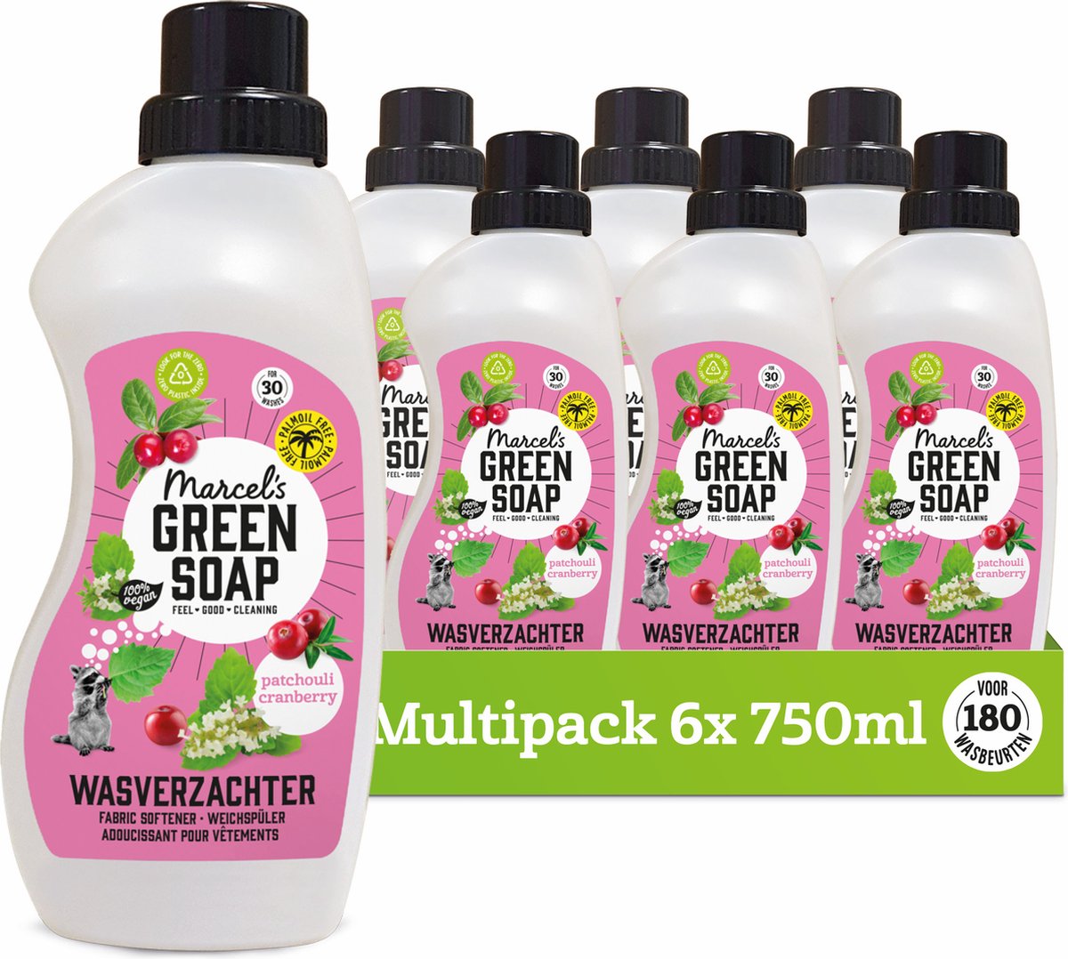 Marcel's green soap wasverzachter - patchouli cranberry - 6 x 750ml - 180 wasbeurten
