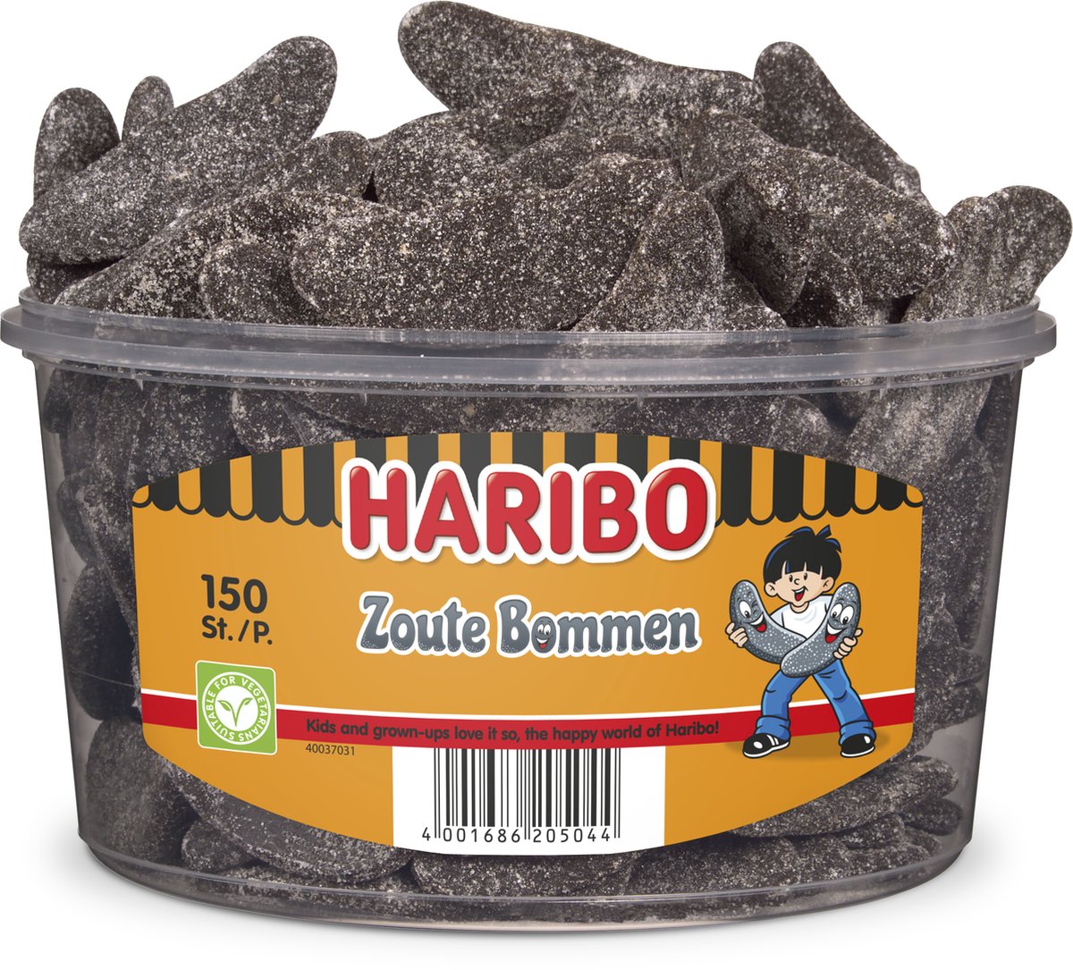 Haribo zoute bommen - zuur snoep in fruitsmaken - 150 stuks silo