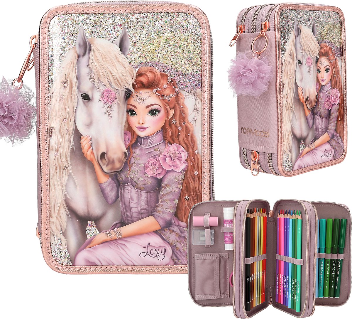 Depesche - topmodel 3-vaks etui - viva violet
