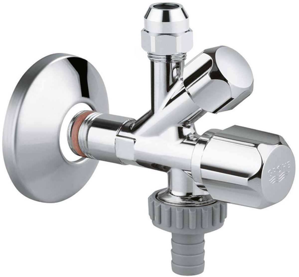 Grohe hoekstopkraan knel met teflon dichtingsring 1 2 x3 8 met kunststof greep chroom