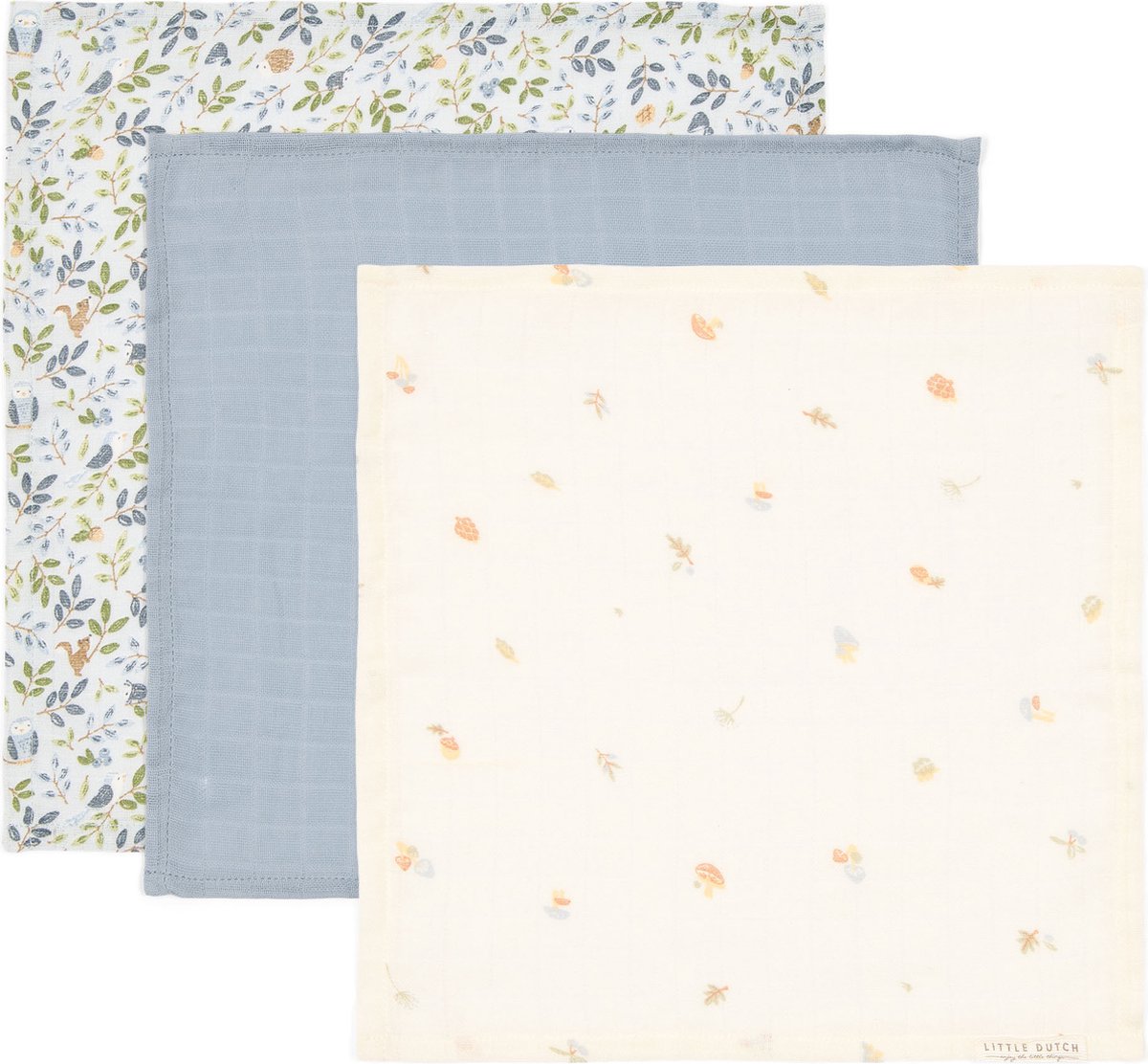 Little dutch monddoekjes set - blauw - forest friends