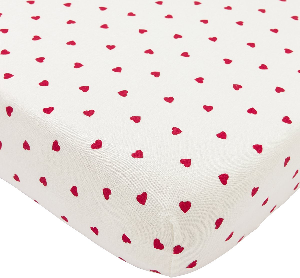 Meyco baby sweet heart hoeslaken wieg - white red - 40x80 90cm