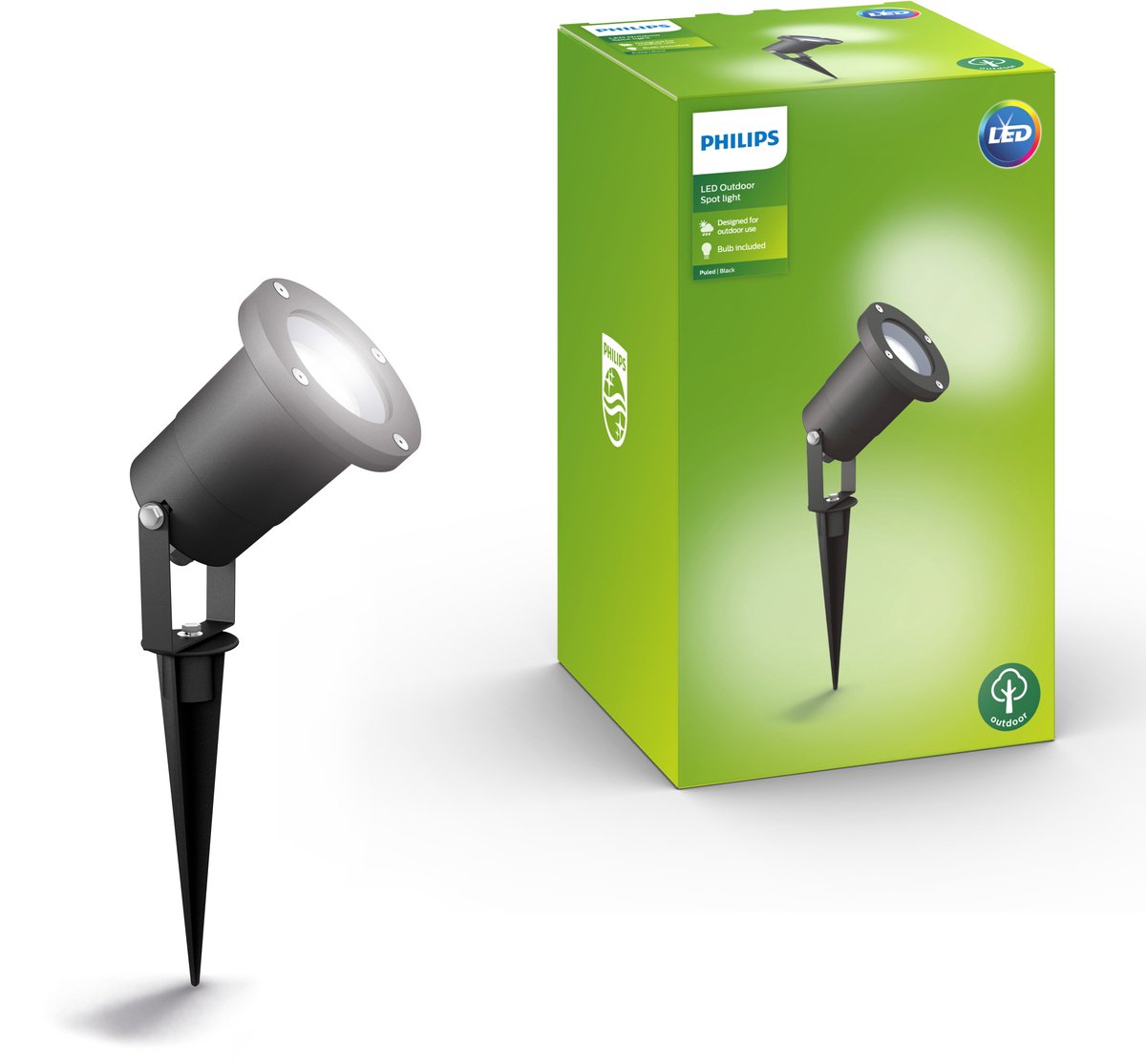 Philips led philips puled spike prikspot voor buiten - zwart