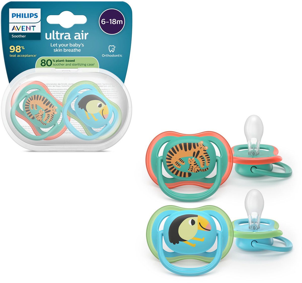 Philips avent ultra air – ademend en lichtgewicht fopspeen (6-18 mnd) – 2 stuks - scf087 11