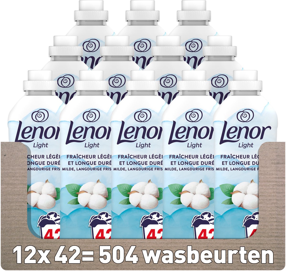 Lenor light katoen wasverzachter - 12 x 42 wasbeurten