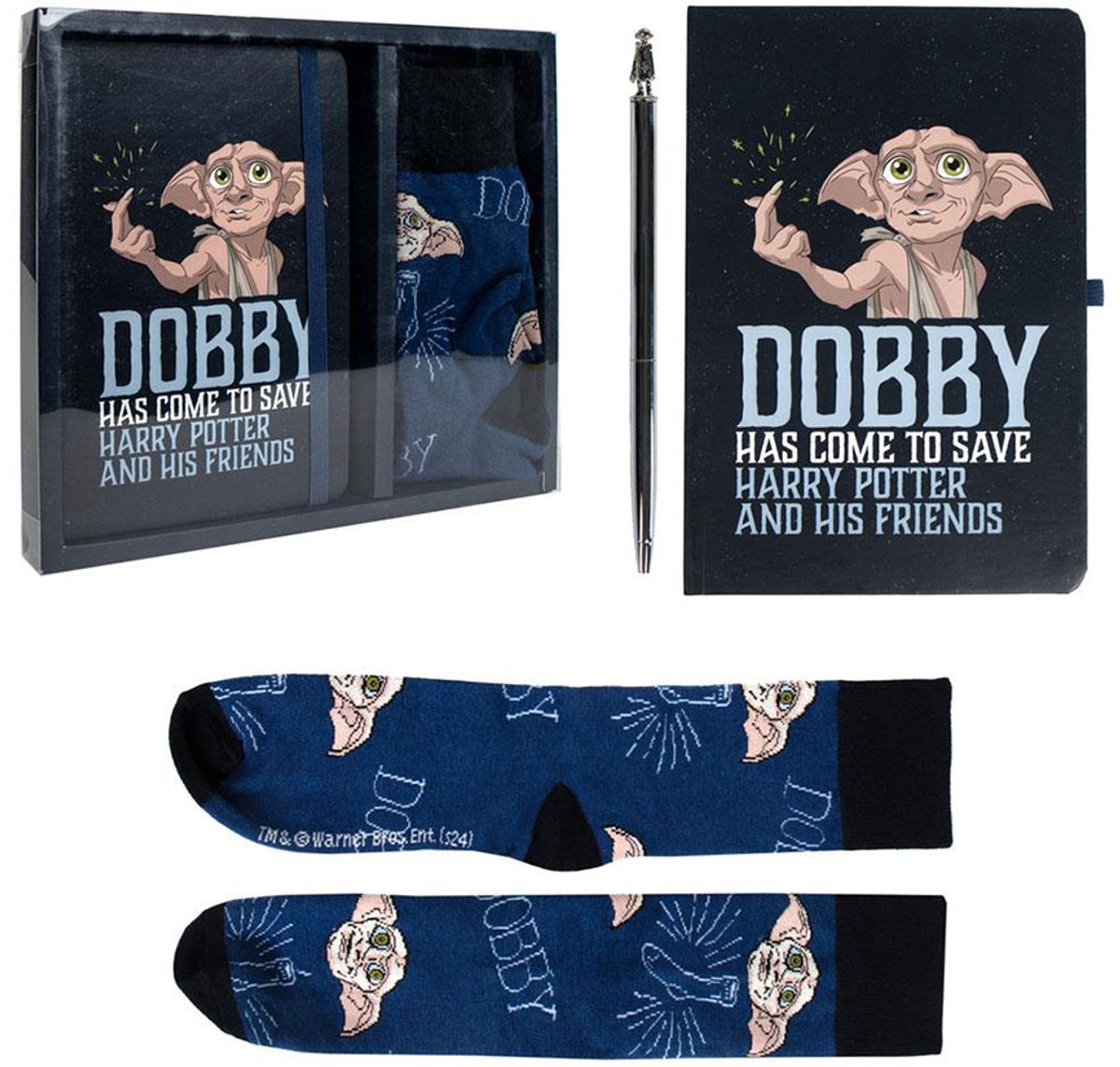 Merkloos sans marque harry potter schrijfwaren cadeauset dobby a5 notitieboek, pen en sokken