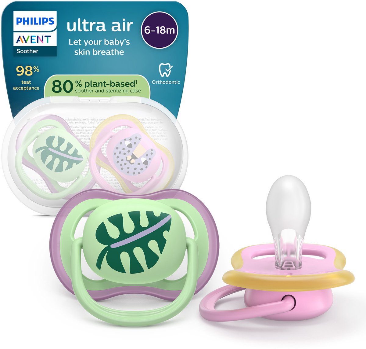Philips avent ultra air – ademend en lichtgewicht fopspeen (6-18 mnd) – 2 stuks - scf087 13
