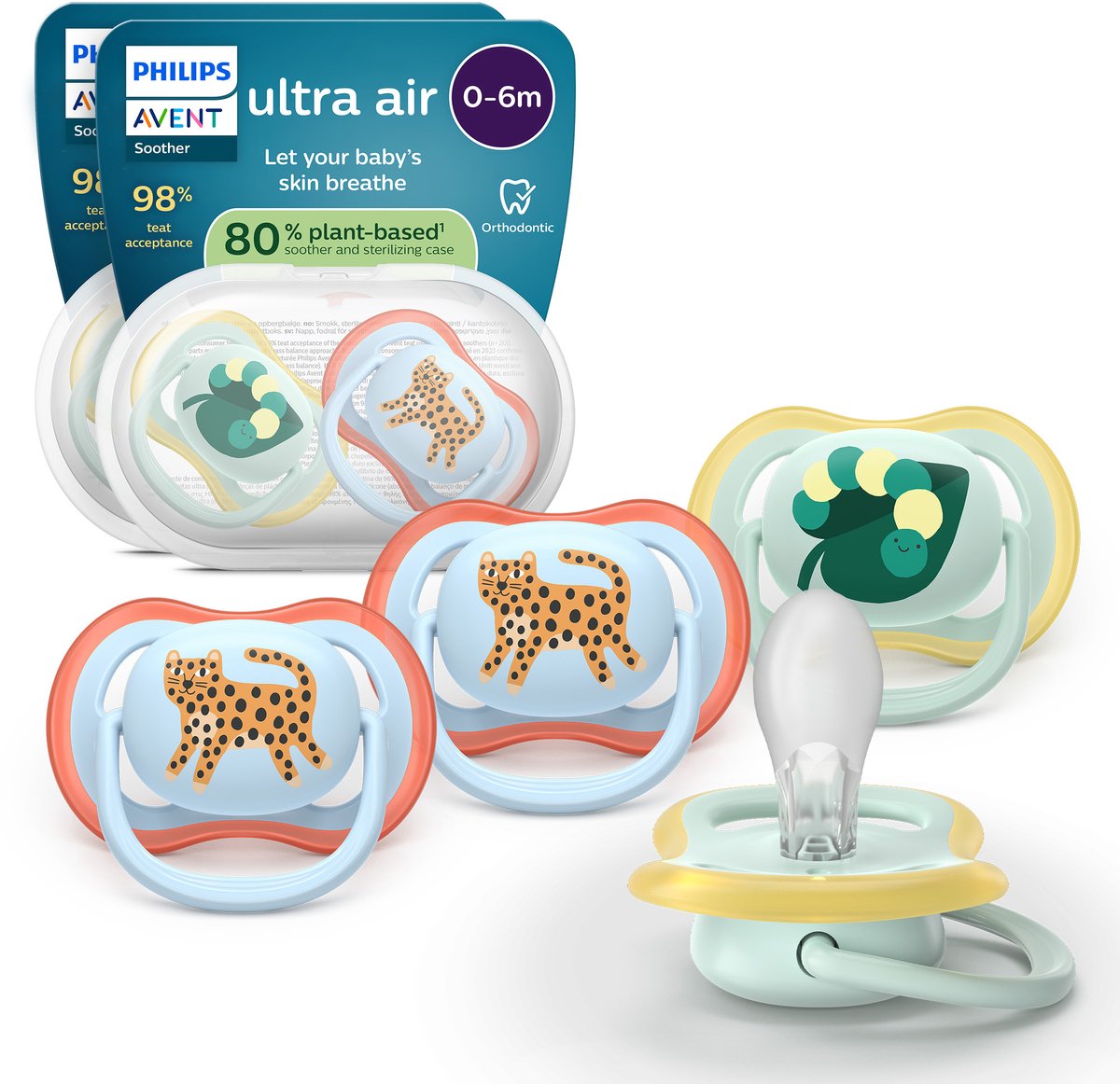 Philips avent ultra air – ademend en lichtgewicht fopspeen (0-6 mnd) – 4 stuks - scf087 19