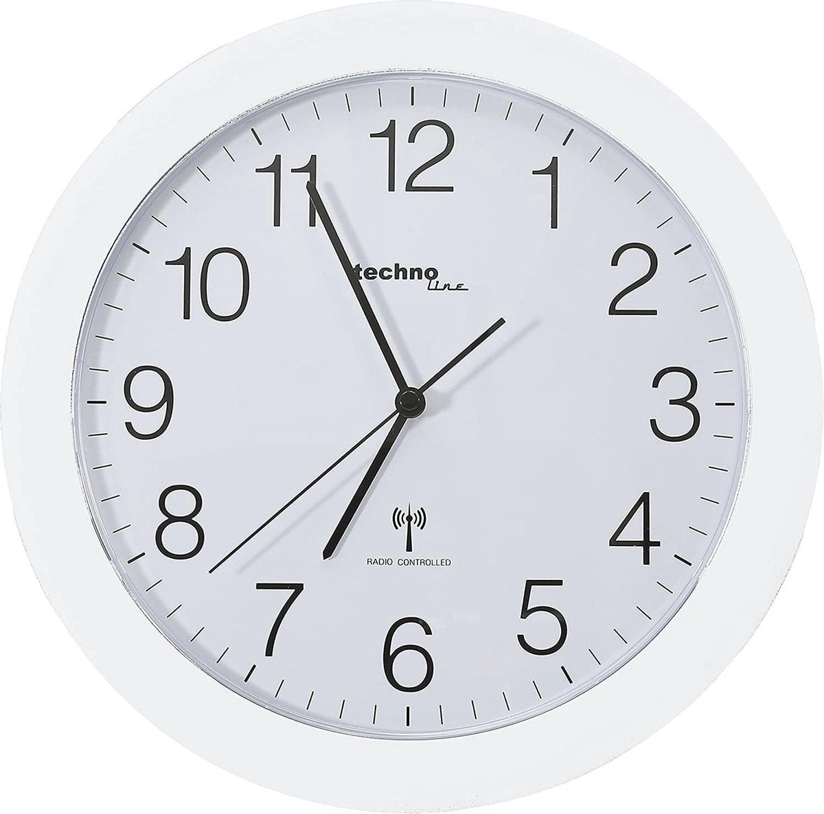 Technoline wt 8000 white - wandklok - analoog - rond - kunststof raam - radiogestuurde tijdsaanduiding - wit