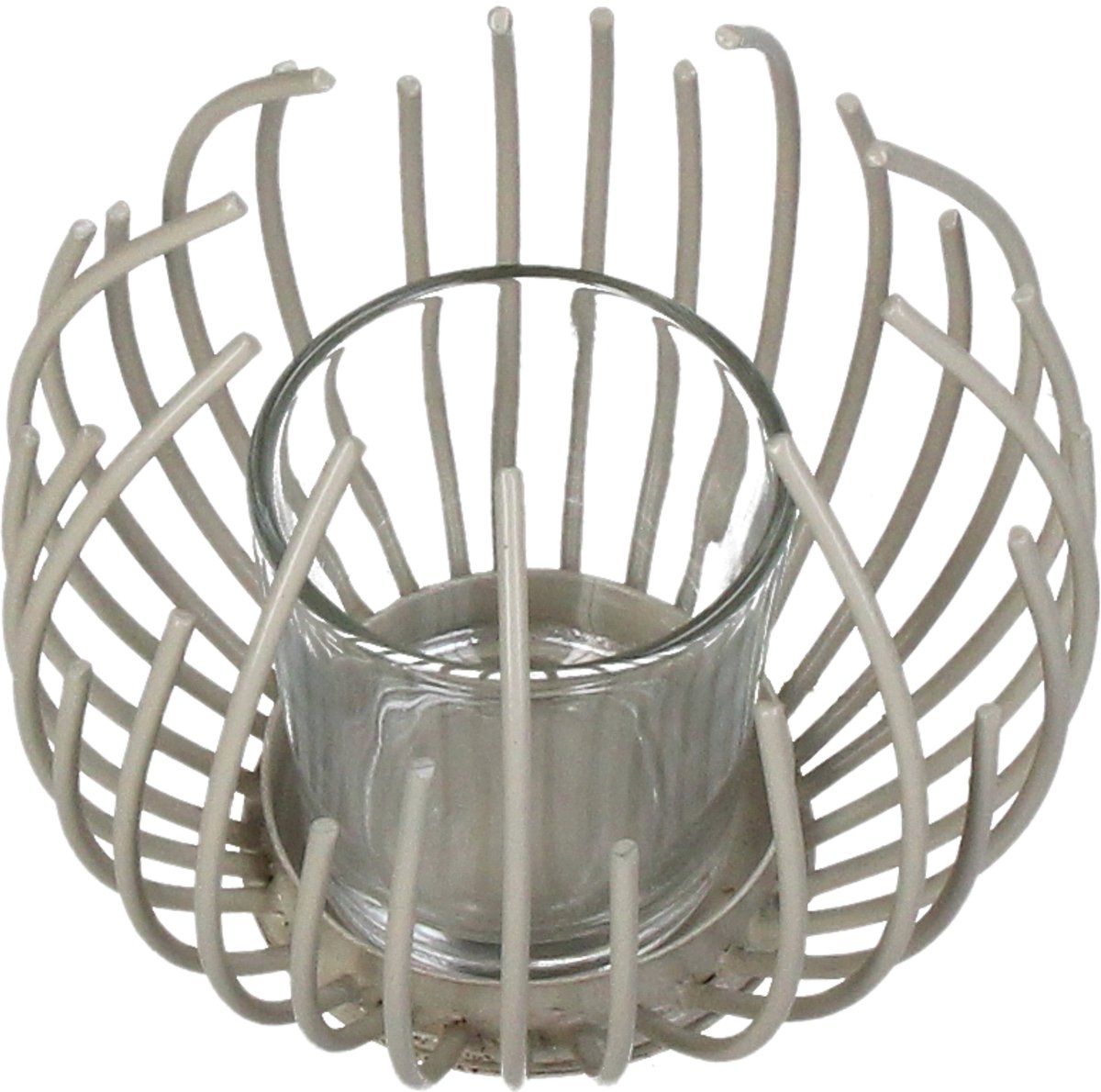 Hd collection kaarsenhouder ijzer ivoor 11x11x11cm