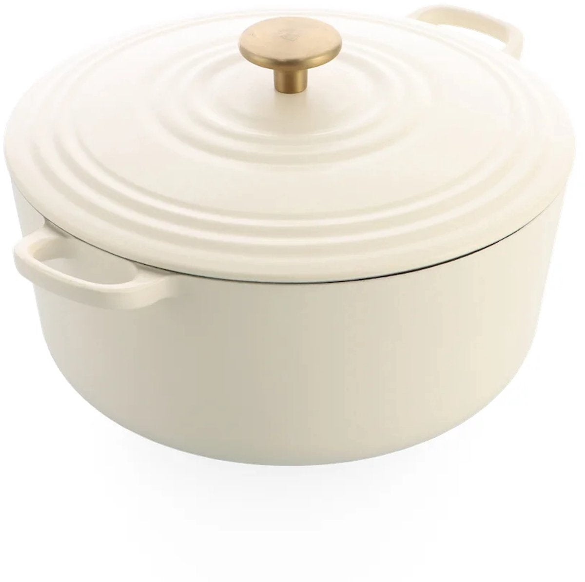 Bk bourgogne braadpan gietijzer 24cm 4.2l - inductie braadpan - gietijzeren braadpan - ovenbestendig tot 230 graden - deksel met druipringen - wit geëmailleerde binnenkant - cream white
