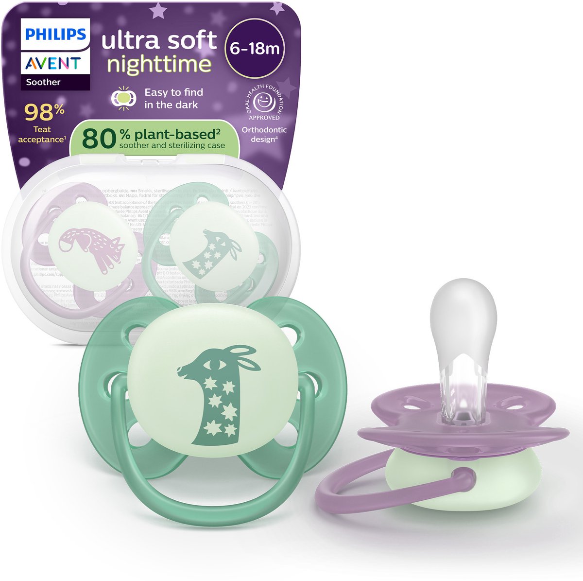 Philips avent ultra soft nighttime - 6 tot 18 maanden - glow-in-the-dark fopspeen - scf094 04