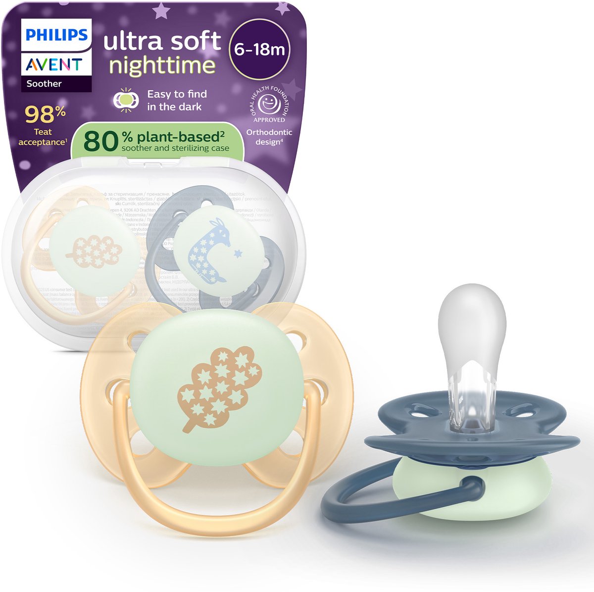 Philips avent ultra soft nighttime - 6 tot 18 maanden - glow-in-the-dark fopspeen - scf094 03