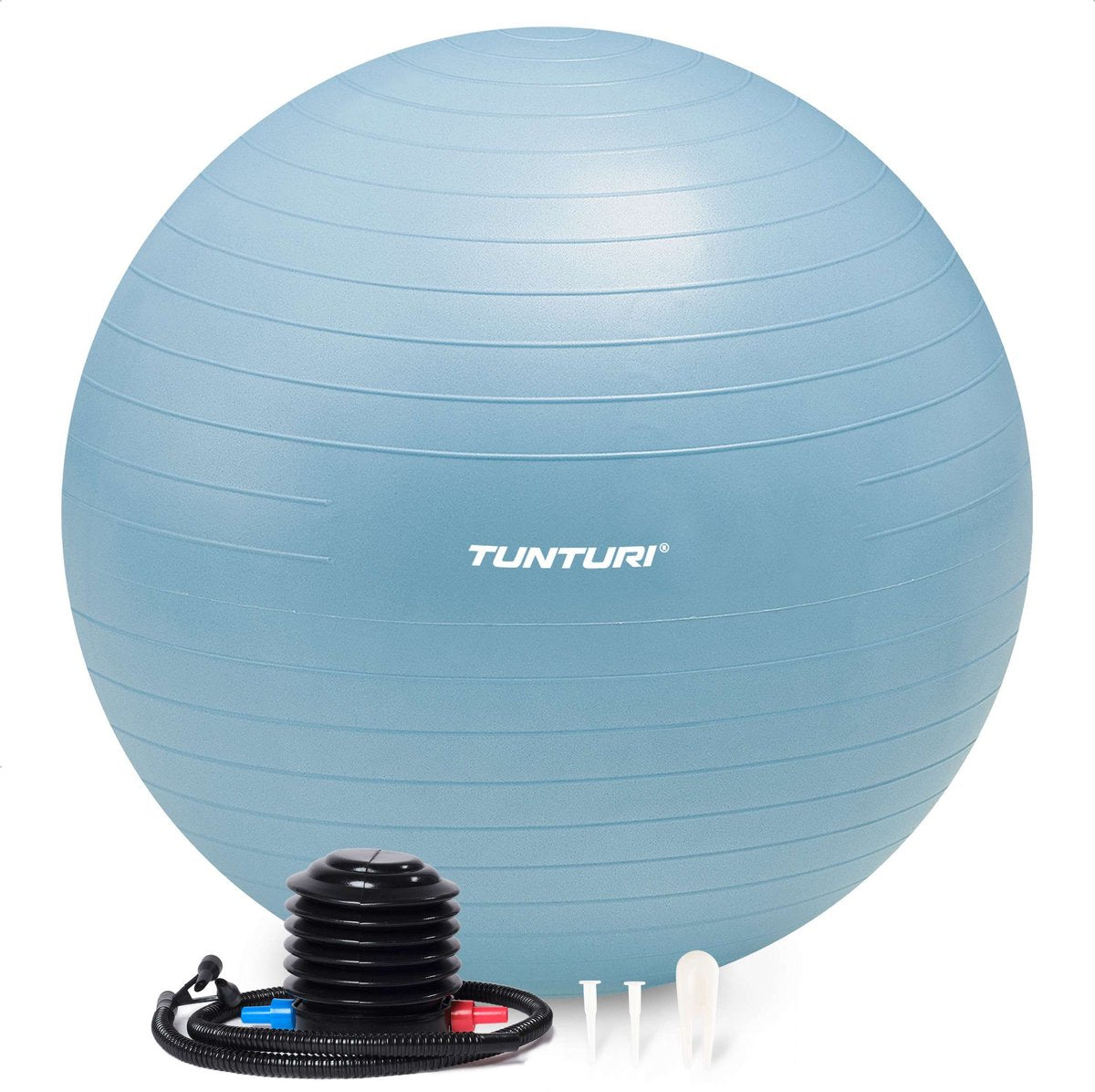 Tunturi anti burst fitness bal met pomp - yoga bal 75 cm - pilates bal - zwangerschapsbal – 220 kg gebruikersgewicht - incl trainingsapp – lichtblauw