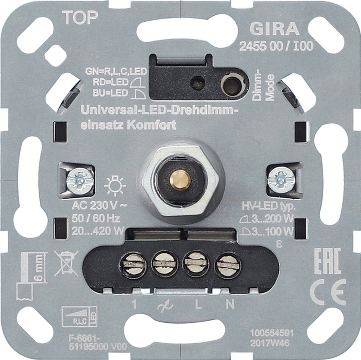 Gira systeem 3000 dimmer - 245500 - e2sj9