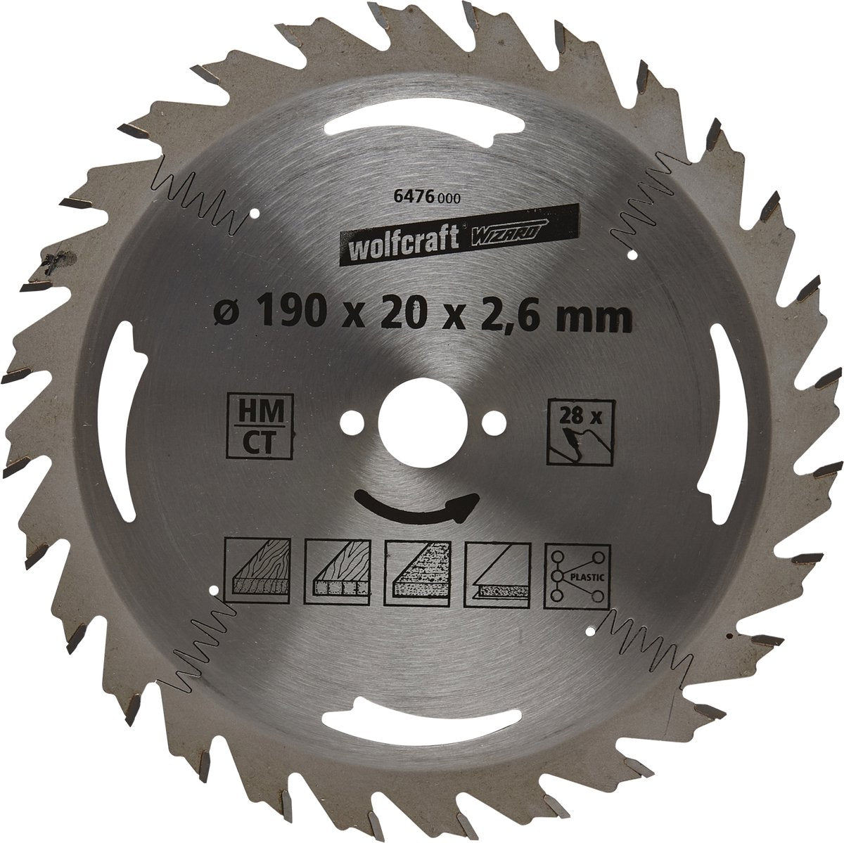Wolfcraft - cirkelzaagblad 190x20mm - 28 tanden - zaagblad voor cirkelzaag - serie zilver - 6476000
