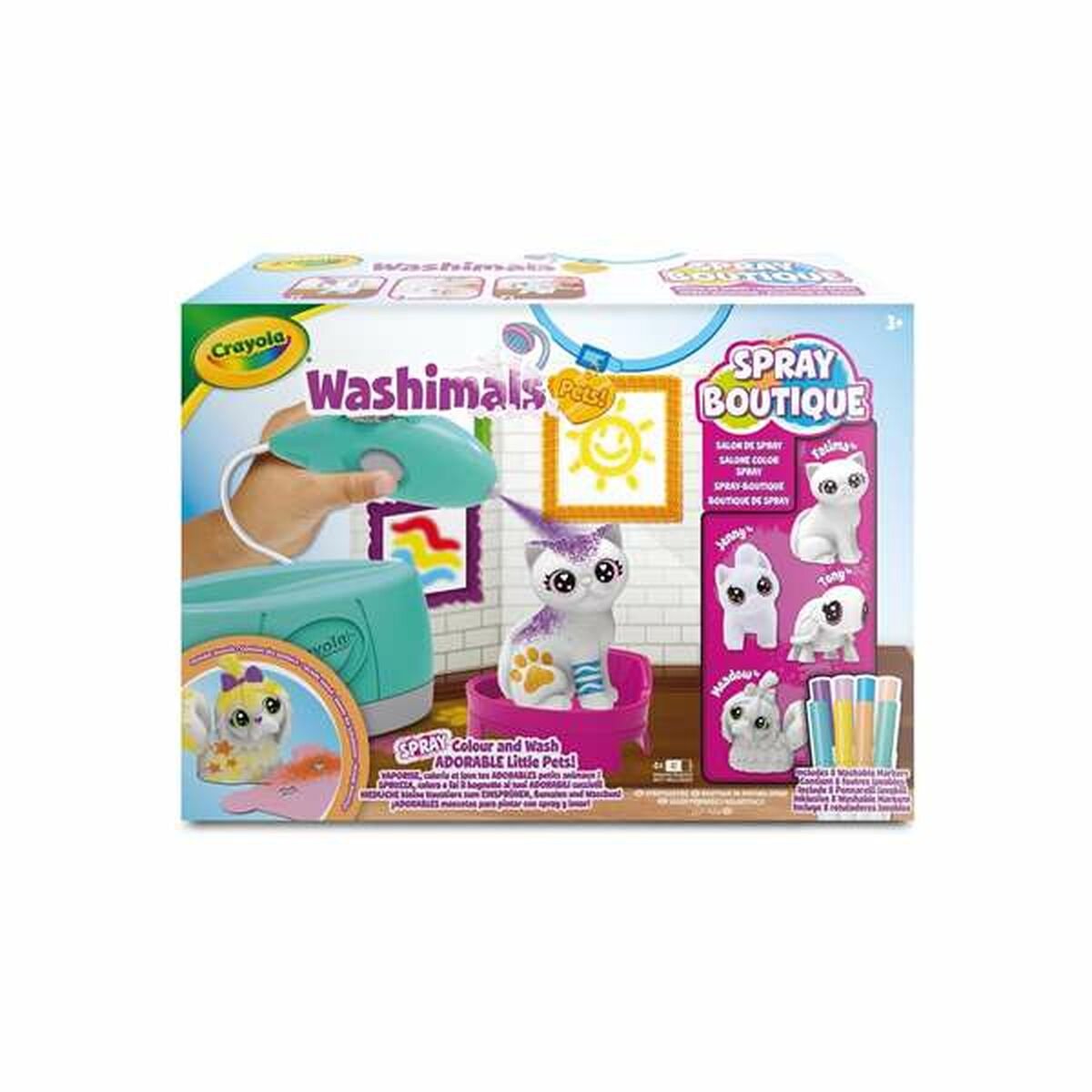 Crayola - washimals pets - hobbypakket - set spray boutique met airbrush en 4 dieren