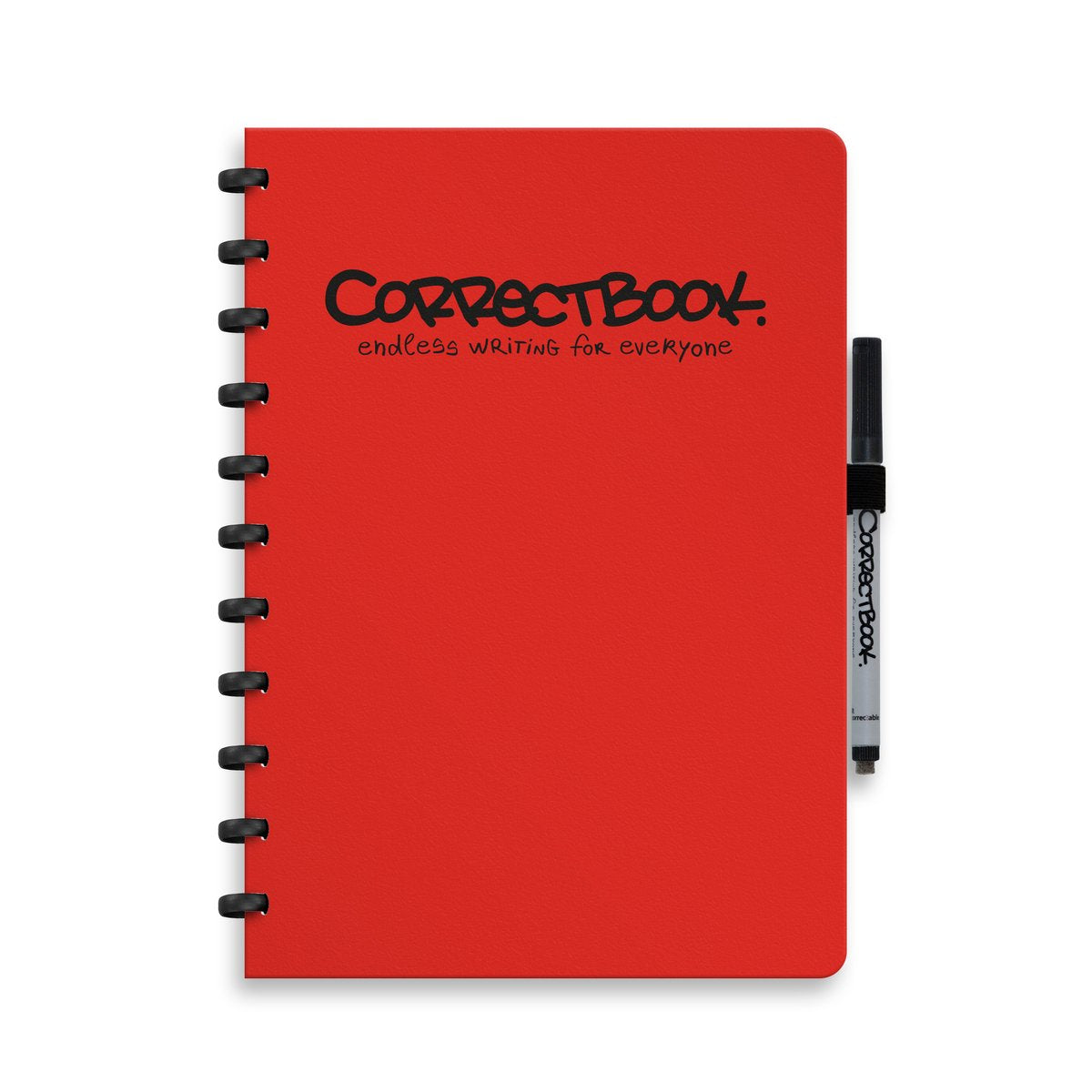 Correctbook a4 uitwisbaar notitieboek – horizon red – blanco – herbruikbaar schrift – inclusief pen wisdoekje – aanvulbaar met extra pagina’s