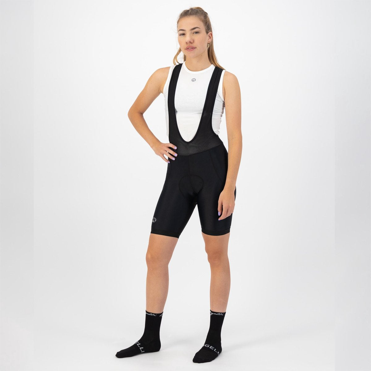 Rogelli core korte fietsbroek dames - bretels - zwart - s