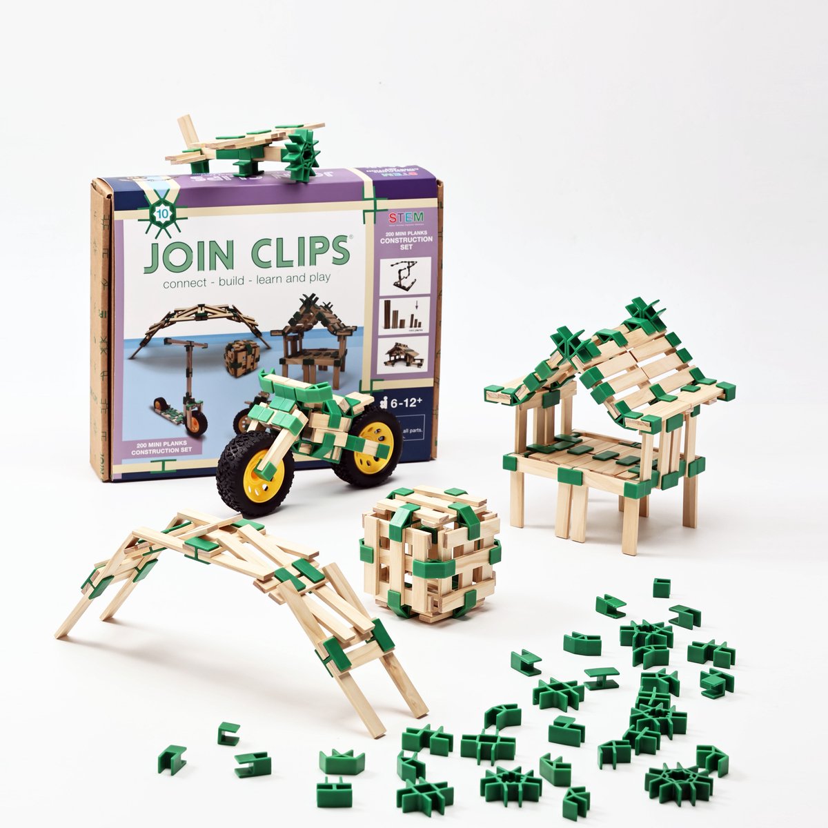 Join clips bouwset 200 mini planks constructie speelgoed.