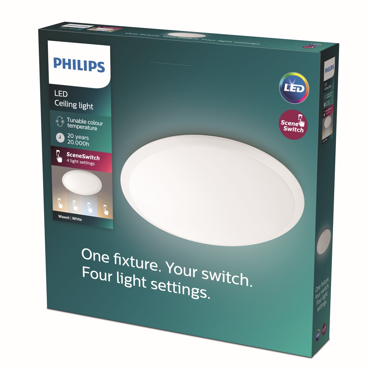 Philips led philips wawel plafonnière - wit - klein - 17 w