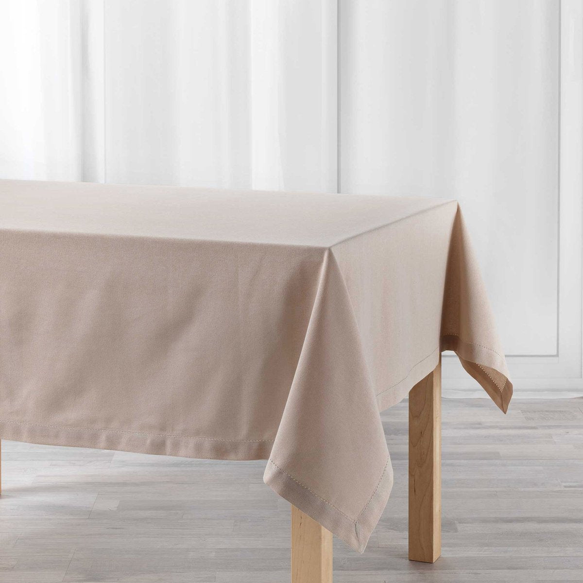 Merkloos sans marque tafelkleed tafellaken in de kleur taupe - 140 x 240 cm - katoen stof - rechthoekig - binnen