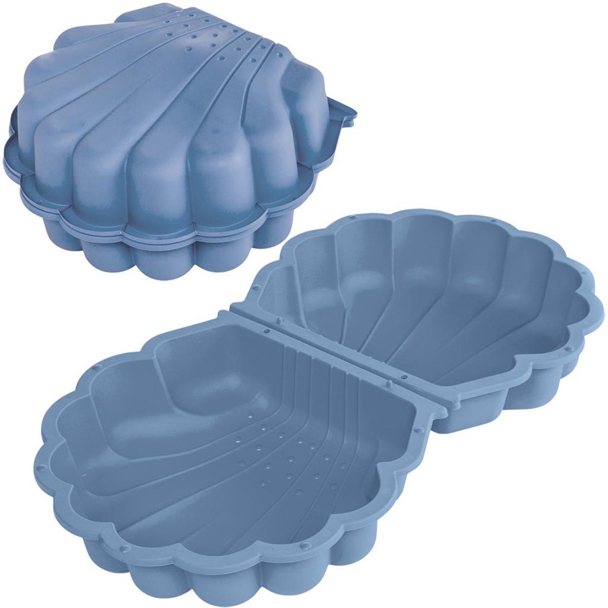 Summertime schelp set blauw 87x78x20 cm met deksel - zandbak schelp - zand speelgoed - water speelgoed - water schelp voor in de tuin
