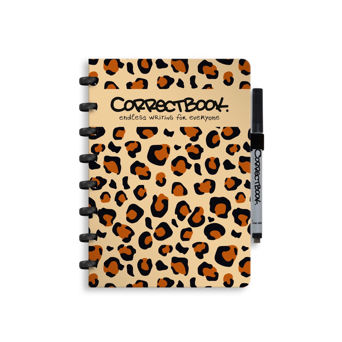Correctbook a5 uitwisbaar notitieboek – powerful leopard – gelinieerd – herbruikbaar schrift – inclusief pen wisdoekje – aanvulbaar met extra pagina’s