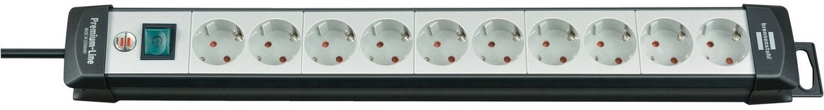 Brennenstuhl premium-line stekkerdoos 10-voudig zwart lichtgrijs 3m h05vv-f 3g1,5