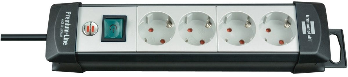 Brennenstuhl premium-line stekkerdoos 4-voudig zwart lichtgrijs 5m h05vv-f 3g1,5