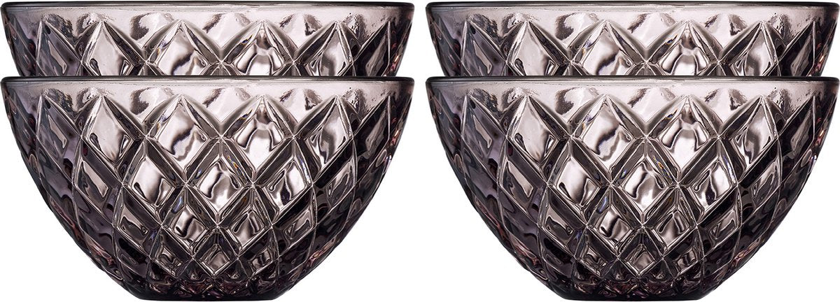 Lyngby glas sorrento kommen, serveerschalen, glazen bowl, 12 cm, 4 stuks, roze