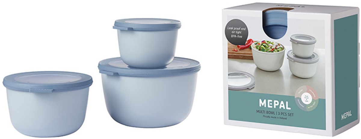 Mepal - multikom cirqula vershouddoos set - 500 + 1000 + 2000 ml - rond - nordic blue