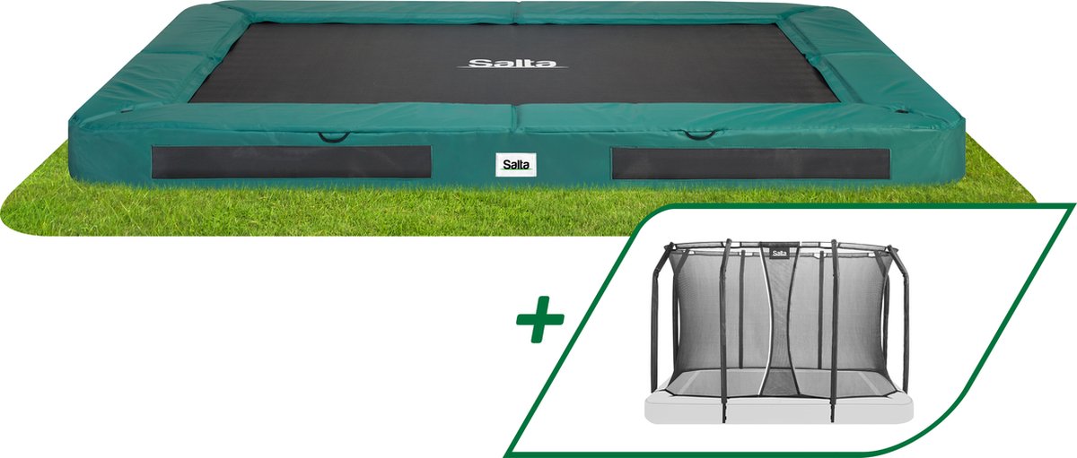 Salta premium ground - inground trampoline met veiligheidsnet - 305 x 214 cm - groen