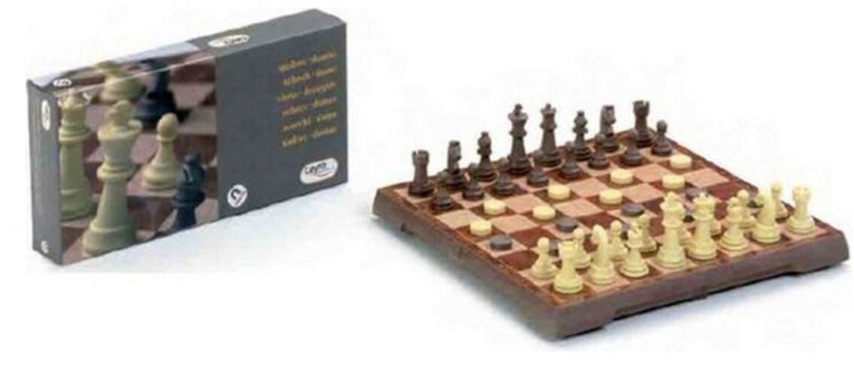Geronimo games cayro - schaken en dammen spelbord magnetisch - medium formaat - geschikt vanaf 7 jaar