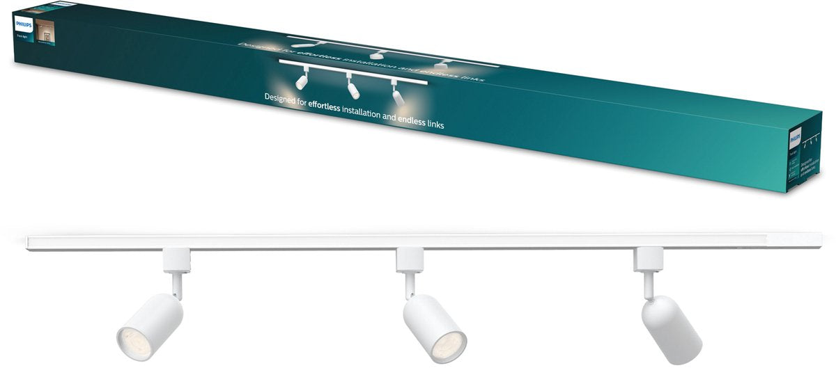 Philips led philips easylink shea starterkit - 3 spots op 1 meter rail - gu10 fitting - maximaal wattage: 7w - wit - 3-pack - railverlichting