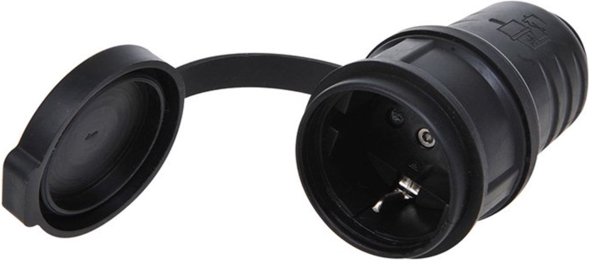 Proplus schuko contrastekker - kunststof - 230v - zwart - ip44