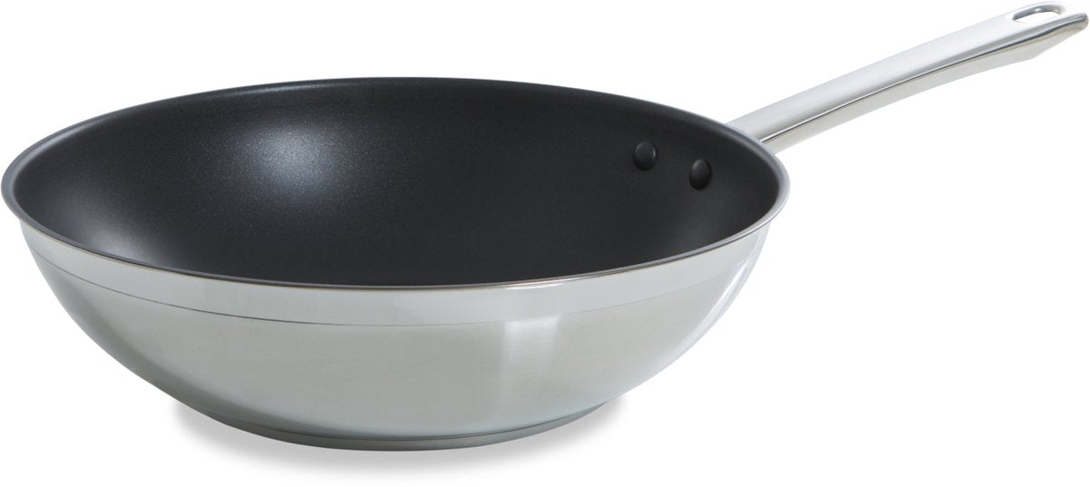 Bk allround wokpan 28cm – 4.2l - pfas-vrije antikleeflaag – wokpan inductie – keramische pan - ovenbestendig tot 230°c - zonder deksel - zilver