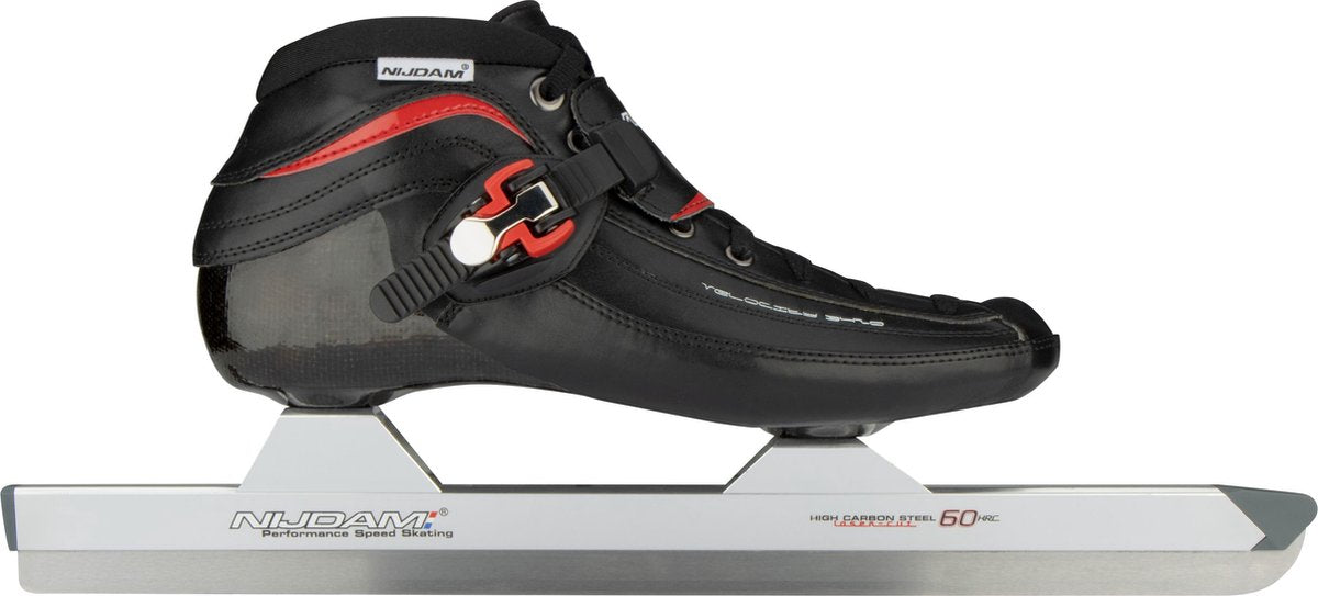 Nijdam premium norenschaatsen carbon - laag - zwart rood - maat 39