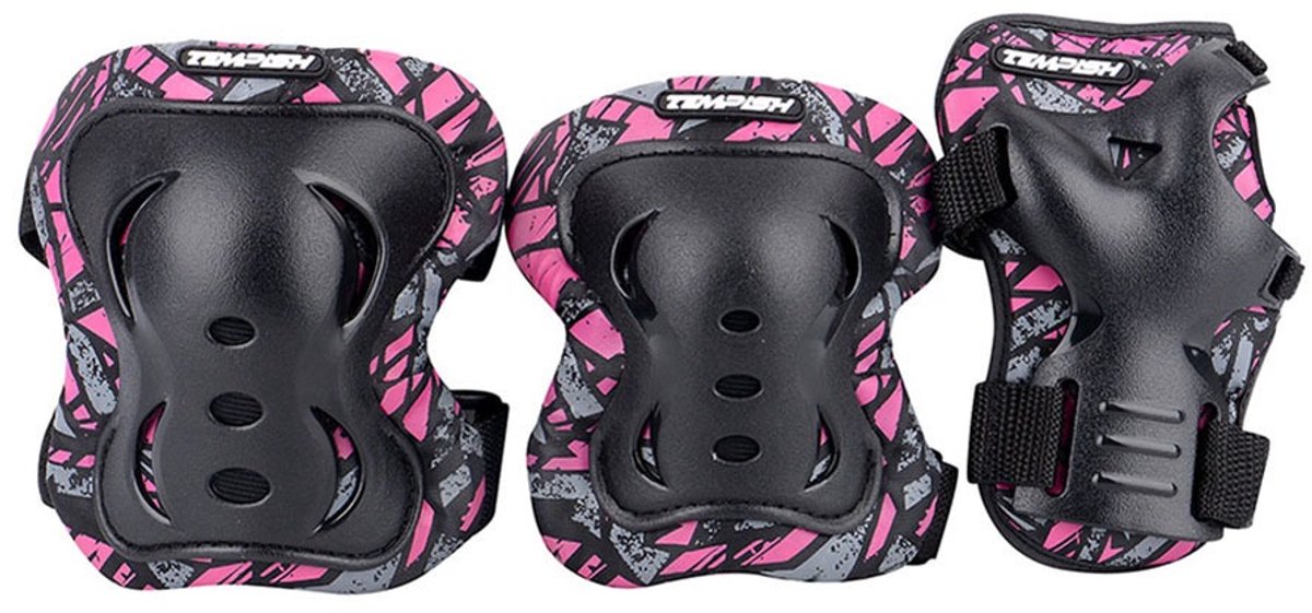 Tempish skate beschermset voor volwassenen - knie elleboog polsbeschermers - roze - maat l