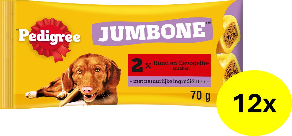 Pedigree hondensnacks - jumbone medium - rund gevogelte - 12x2 stuks