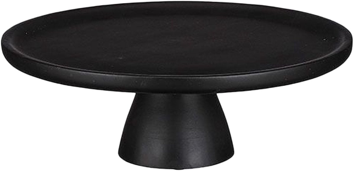 Mica decorations tallo taartplateau standaard - mango hout - zwart - 10 x 30 cm - met voet