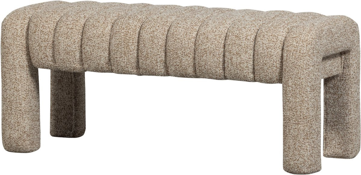 Woood frex bankje gestoffeerd - bouclé - bruin - 48x110x43