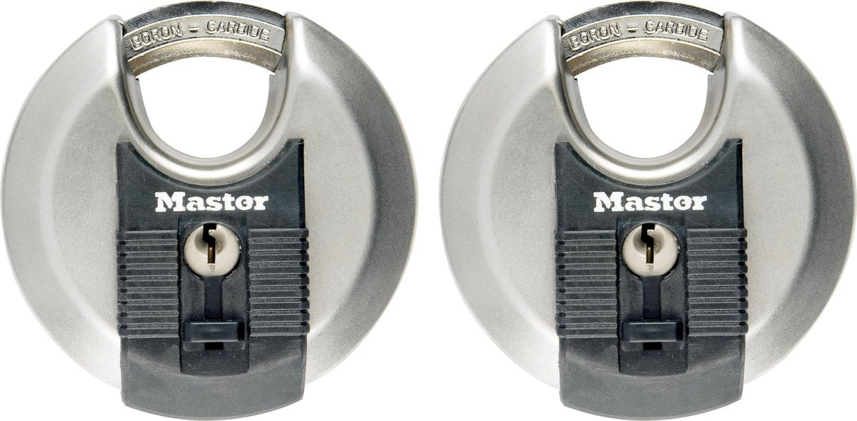 Masterlock hangslot - rvs discusslot - weersbestendig - 70 mm - 2 stuks - m40eurt