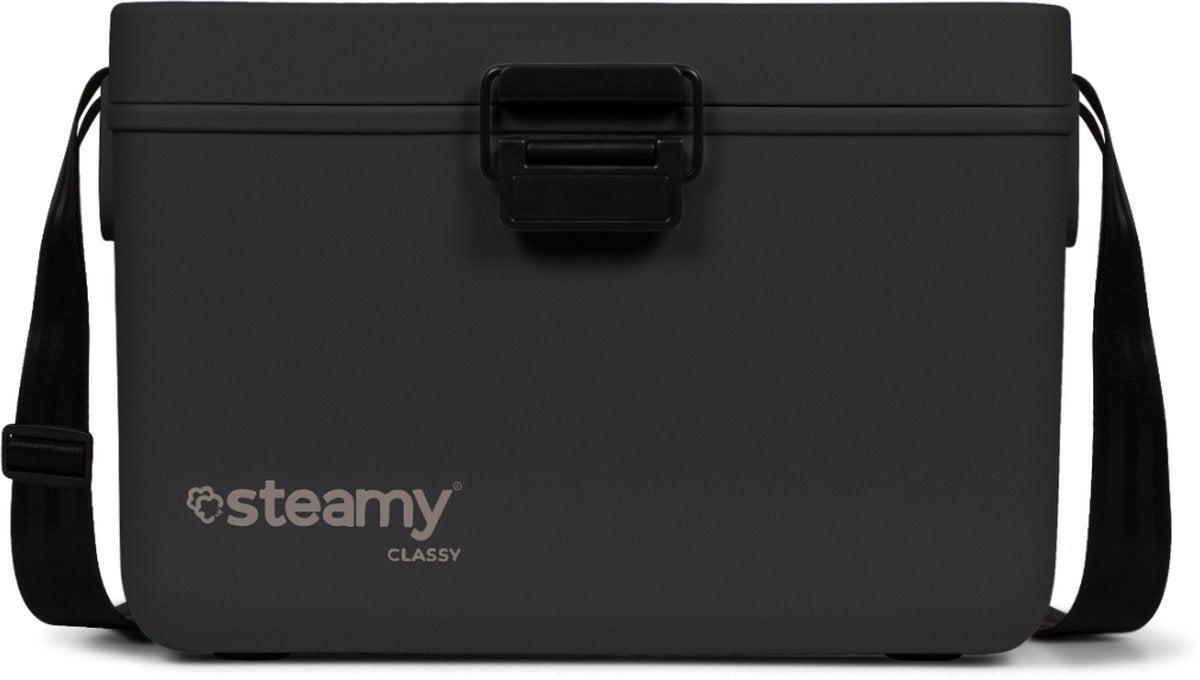Steamy classy 12 - kleine koelbox incl. divider snijplank met schouderband - 12 liter - raven black