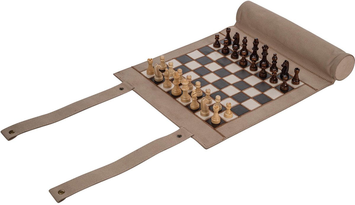 Philos reisspel schaak backgammon dammen magnetisch kunstleer set.