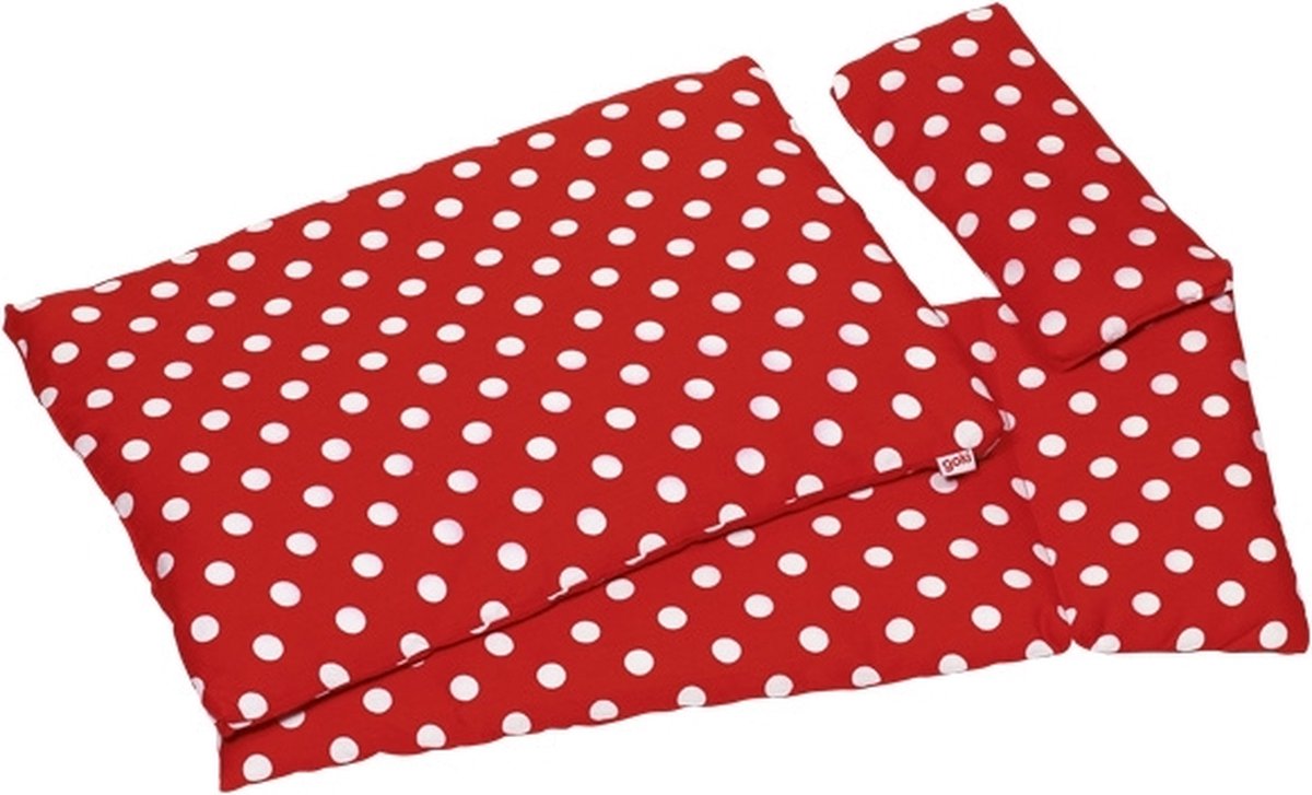 Goki poppenbeddengoed - rood met witte stippen