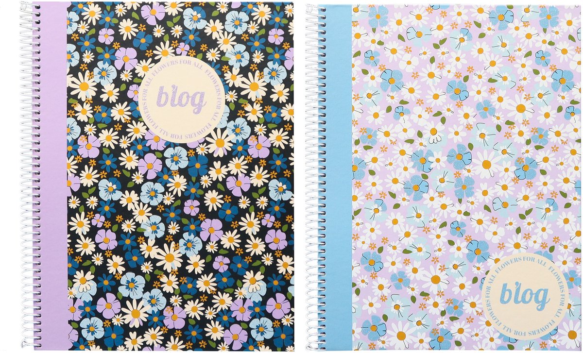 Kangaro spiraalblok - b'log flowers - formaat a5 - met lijn - 2 stuks - an-123890-a