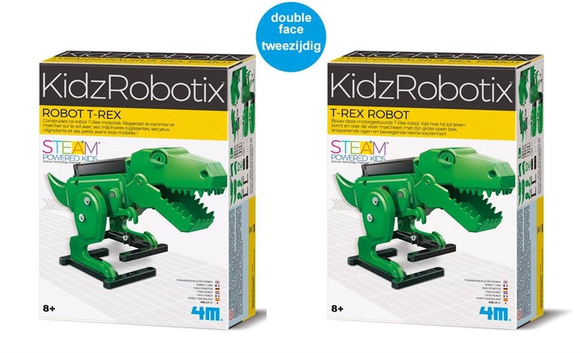 4m wetenschap en spel - bouw je eigen t-rex robot - bouwpakket mechanica - kidzrobotix - 8+