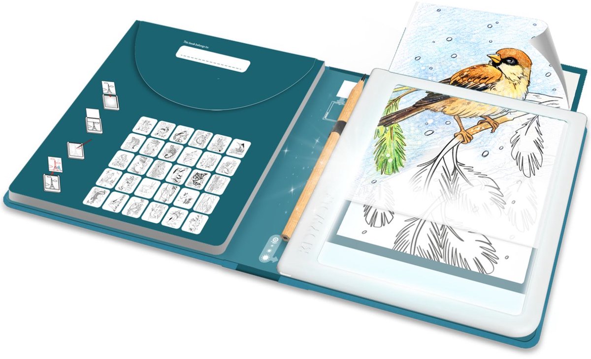 Kidywolf kidydraw pad animals - verlichte tekentablet voor kinderen - 30 overtekeningen - creatief schermvrij speelgoed - 8+
