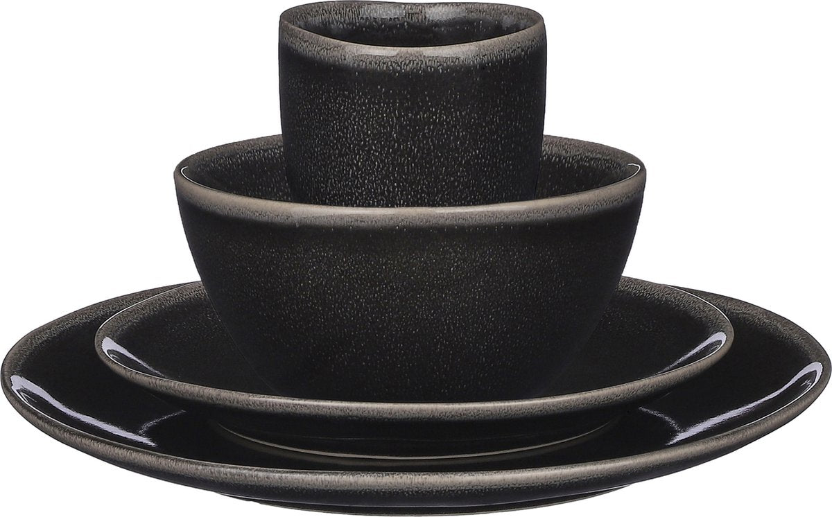 Mica decorations tabo serviesset 4 persoons - zwart